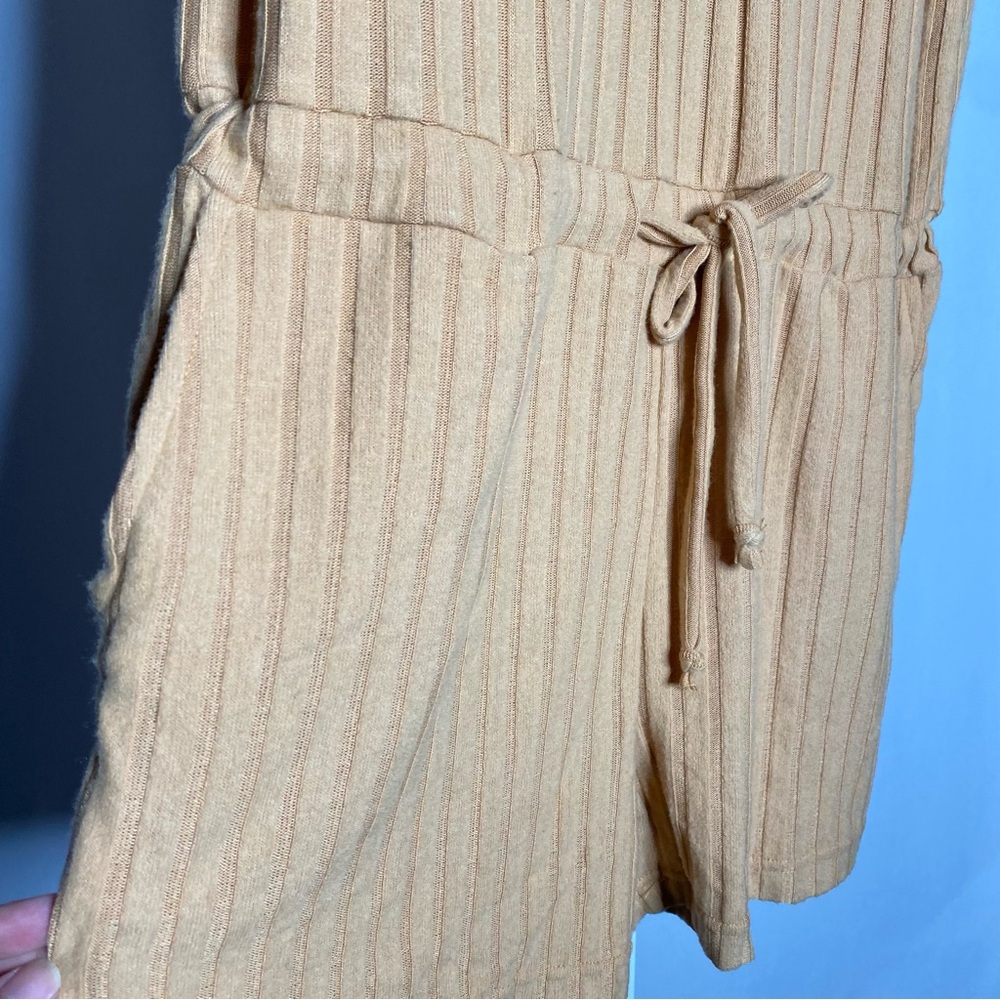 Chaser Yellow Ribbed Ruffle Sleeve Romper — S - Picture 3 of 5